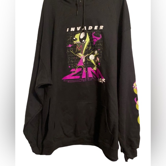 New Official Invader Zim and Gir Pullover 2 sided hoodie - Black sz 2x,3XL - Picture 2 of 6